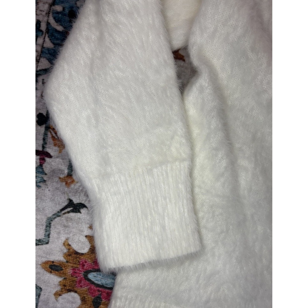 Ava & Viv Fuzzy Sweater Top Womens 4X White Long Sleeve V Neck Button Up - Picture 4 of 8